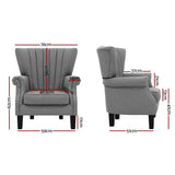 Artiss Upholstered Fabric Armchair Accent Tub Chairs Modern seat Sofa Lounge Grey