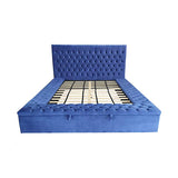 Anna Bedframe Queen Size Velvet Fabric Blue Colour
