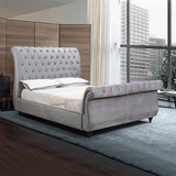 Elsa Bedframe Queen Size Velvet Fabric Navy Grey Colour
