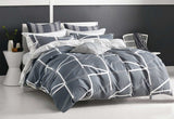 King Size Cotton Geometic Navy Blue Quilt Cover Set (3PCS)