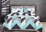 Super King Size Cotton Aqua Zig Zag Quilt Cover Set (3PCS)
