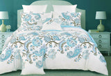 Queen Size Cotton White Blue Paisley Quilt Cover Set (3PCS)