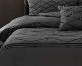 King Size 3pcs Embroidered Grey Quilt Cover Set