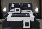 Double Size 3pcs Navy Blue Border Striped Quilt Cover Set(3PCS)