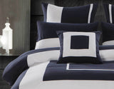 Double Size 3pcs Navy Blue Border Striped Quilt Cover Set(3PCS)