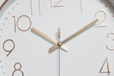 Modern Wall Clock Silent Non-Ticking Quartz Battery Operated Rose Gold