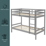 Tracey Solid Pinewood Kids' Single Bunk Bed Dark Grey