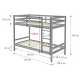 Tracey Solid Pinewood Kids' Single Bunk Bed Dark Grey