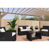 Corby 4 Seater Rattan Outdoor Sofa Lounge Set Black