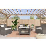 Corby 4 Seater Rattan Outdoor Sofa Lounge Set Natural Grey