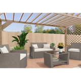 Corby 4 Seater Rattan Outdoor Sofa Lounge Set Natural Grey