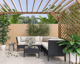 Cory 5 Seater Rattan Outdoor Corner Lounge Sofa Set Black