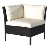 Cory 5 Seater Rattan Outdoor Corner Lounge Sofa Set Black