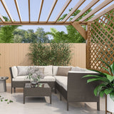 Cory 5 Seater Rattan Outdoor Corner Lounge Sofa Natural Grey