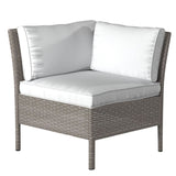 Cory 5 Seater Rattan Outdoor Corner Lounge Sofa Natural Grey