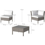 Cory 5 Seater Rattan Outdoor Corner Lounge Sofa Natural Grey