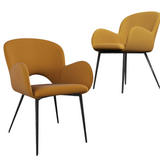 Jessi Gold Velvet Dining Chair with Arm Rest Set of 2