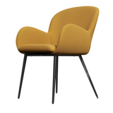 Jessi Gold Velvet Dining Chair with Arm Rest Set of 2