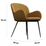 Jessi Gold Velvet Dining Chair with Arm Rest Set of 2