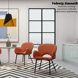 Jessi Orange Velvet Dining Chair with Arm Rest Set of 2