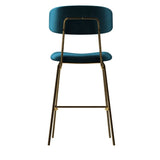Kylie Modern Sapphire Blue Velvet Barstool with Gold Legs Set of 2