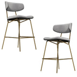 Kylie Modern Slategrey Velvet Barstool with Gold Legs Set of 2