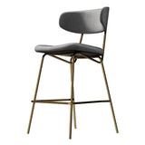 Kylie Modern Slategrey Velvet Barstool with Gold Legs Set of 2