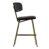 Kylie Modern Slategrey Velvet Barstool with Gold Legs Set of 2