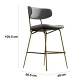 Kylie Modern Slategrey Velvet Barstool with Gold Legs Set of 2
