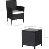 Lucia 2 Seater Rattan Outdoor Balcony Set Black