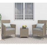 Lucia 2 Seater Rattan Outdoor Balcony Set Natural Grey