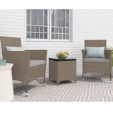Lucia 2 Seater Rattan Outdoor Balcony Set Natural Grey
