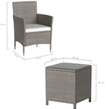 Lucia 2 Seater Rattan Outdoor Balcony Set Natural Grey
