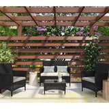 Lyka Sun-proof 4 Seater Rattan Outdoor Lounge Sofa Set Black