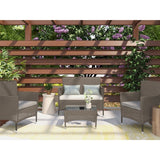 Lyka Sun-proof 4 Seater Rattan Outdoor Lounge Sofa Set Natural Grey