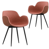 Loney Terracotta Upholstered PU Fabric Dining Chair Set of 2