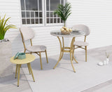 Curly Natural and White 2 Seater Rattan Outdoor Bistro Set