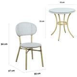 Curly Natural and White 2 Seater Rattan Outdoor Bistro Set