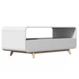 Merlin White Modern Retro Coffee Table with Push to Open Drawers