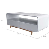 Merlin White Modern Retro Coffee Table with Push to Open Drawers