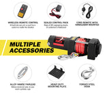 FIERYRED Wireless 4500LBS/2041kg 12V Electric Winch Synthetic Rope Boat ATV 4WD
