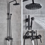 Antique Brass Bathroom Shower Set Faucet Bath Shower Mixer Tap 8" Rainfall head Bath Shower Set Bathtub Faucet Wall Mounted T200612
