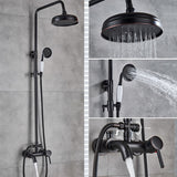 Antique Brass Bathroom Shower Set Faucet Bath Shower Mixer Tap 8" Rainfall head Bath Shower Set Bathtub Faucet Wall Mounted T200612
