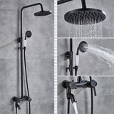 Antique Brass Bathroom Shower Set Faucet Bath Shower Mixer Tap 8" Rainfall head Bath Shower Set Bathtub Faucet Wall Mounted T200612