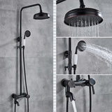 Antique Brass Bathroom Shower Set Faucet Bath Shower Mixer Tap 8" Rainfall head Bath Shower Set Bathtub Faucet Wall Mounted T200612