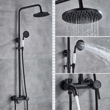 Antique Brass Bathroom Shower Set Faucet Bath Shower Mixer Tap 8" Rainfall head Bath Shower Set Bathtub Faucet Wall Mounted T200612