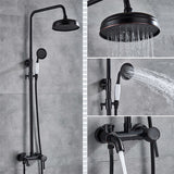 Antique Brass Bathroom Shower Set Faucet Bath Shower Mixer Tap 8" Rainfall head Bath Shower Set Bathtub Faucet Wall Mounted T200612
