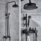 Antique Brass Bathroom Shower Set Faucet Bath Shower Mixer Tap 8" Rainfall head Bath Shower Set Bathtub Faucet Wall Mounted T200612