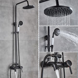 Antique Brass Bathroom Shower Set Faucet Bath Shower Mixer Tap 8" Rainfall head Bath Shower Set Bathtub Faucet Wall Mounted T200612
