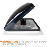 Caravan Roof Vent Hatch Pop up Fan Vents 12V RV 3 Speed Motorhome Smoke Blue